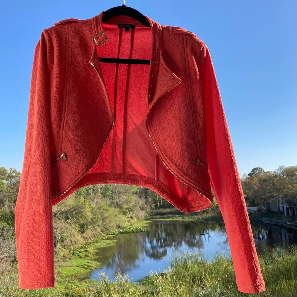 MICHEL Women's Jacket Crop Rider Zip SIZE: M